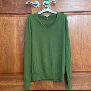 Green Burberry V-Neck Sweater